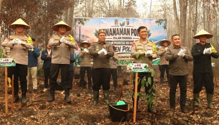 Wujudkan Green Policing, Polda Kalteng Tanam 500 Bibit Pohon Belangiran di Area Eks Karhutla